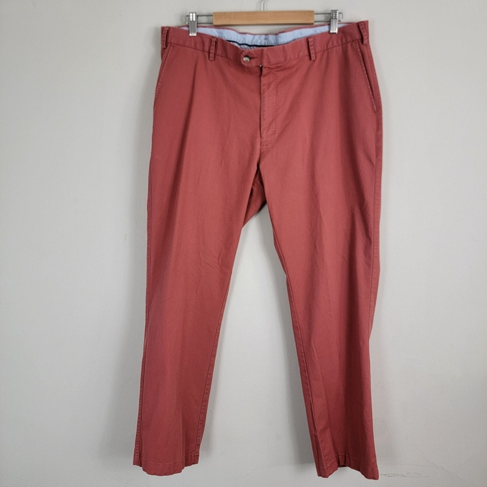 Peter Millar Chino Pants Mens 40 Salmon Cotton Slim Flat Front Casual Trousers